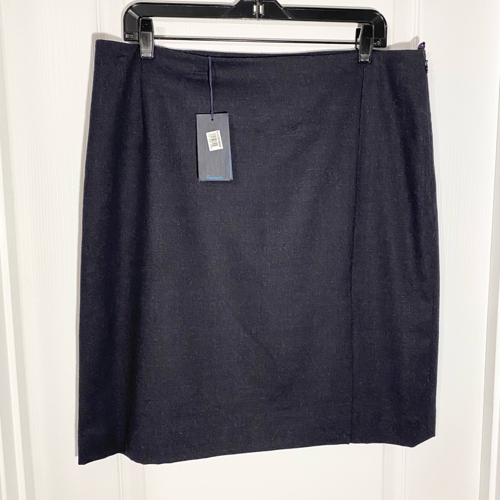 NWT Faconnable France Wool Pencil Skirt Navy Size 14